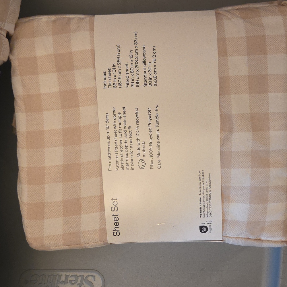 Room Essentials Comforter & Sheet Cozy Cream Checkered Set - Twin/Twin XL NEW - Picture 8 of 10